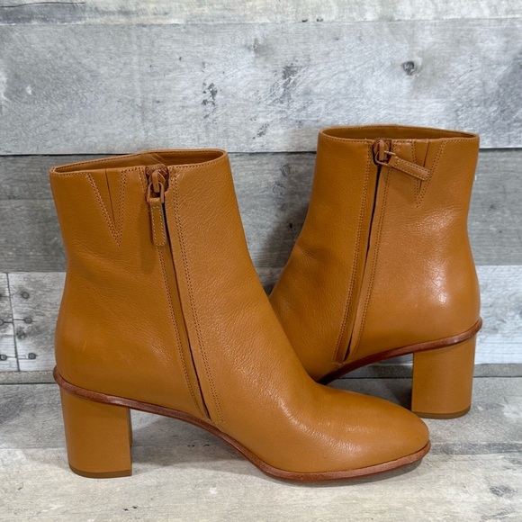 TORY BURCH BROOKE STAMPED HEEL BOOTIE IN CARAMEL CORN - SZ - 11 .US - Picture 2 of 11